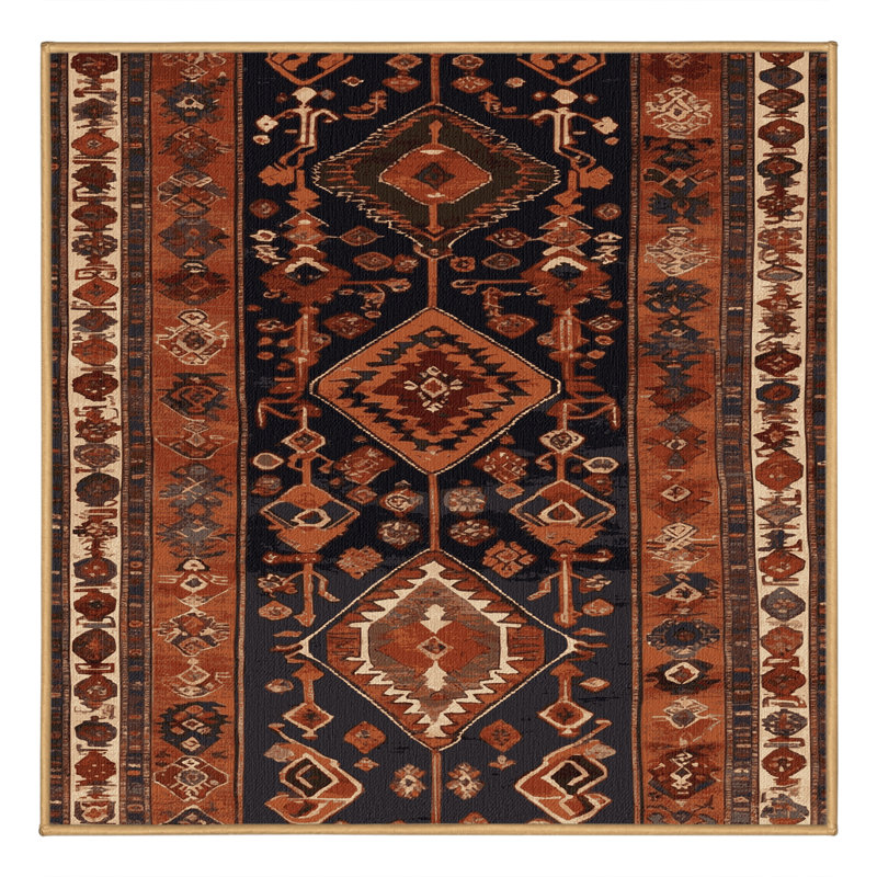 Tapis brun turc lavable à la machine, Carré 5 pi