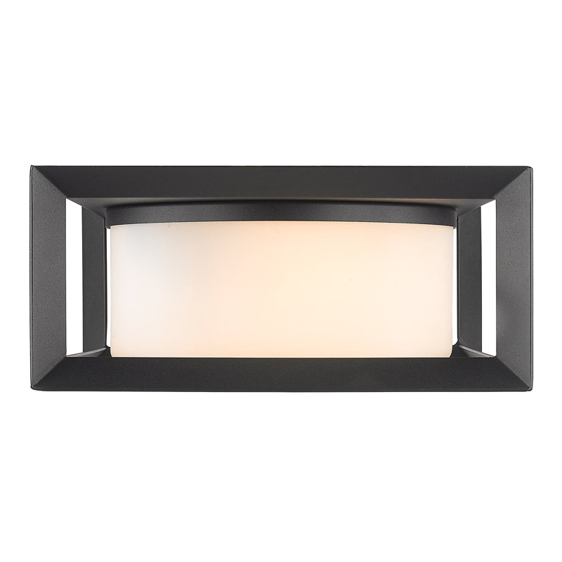 Laurent Steel Wall Light, Opal Glass, Black