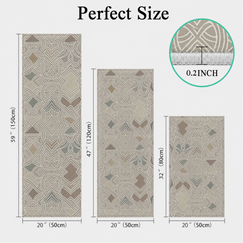 Geometric Wave Non-Slip Washable Kitchen Mats