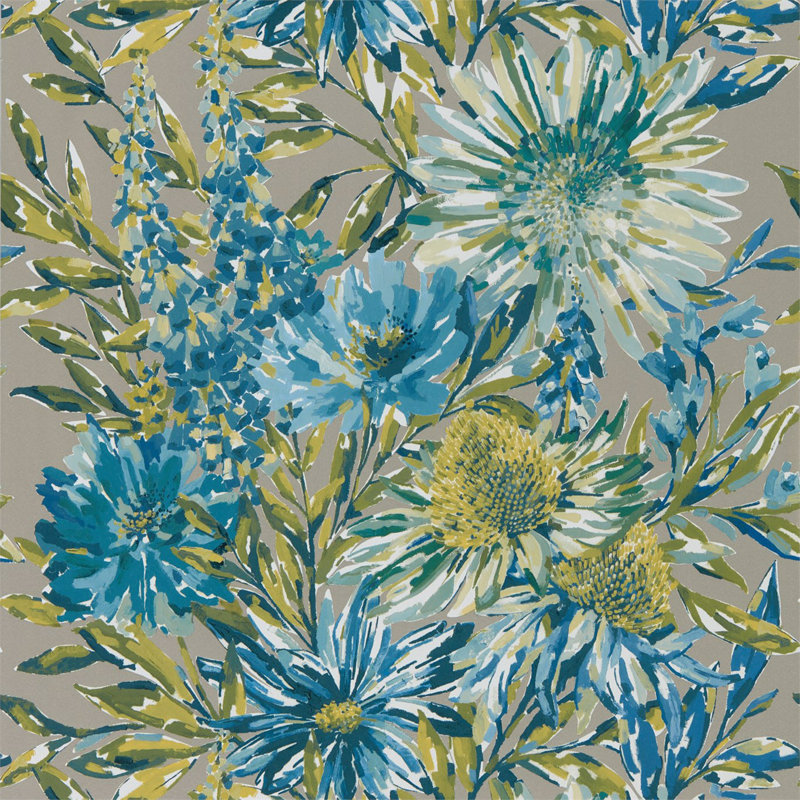 Floreale 10.05m x 68.6cm Wallpaper Roll, Cornflower/Gilver