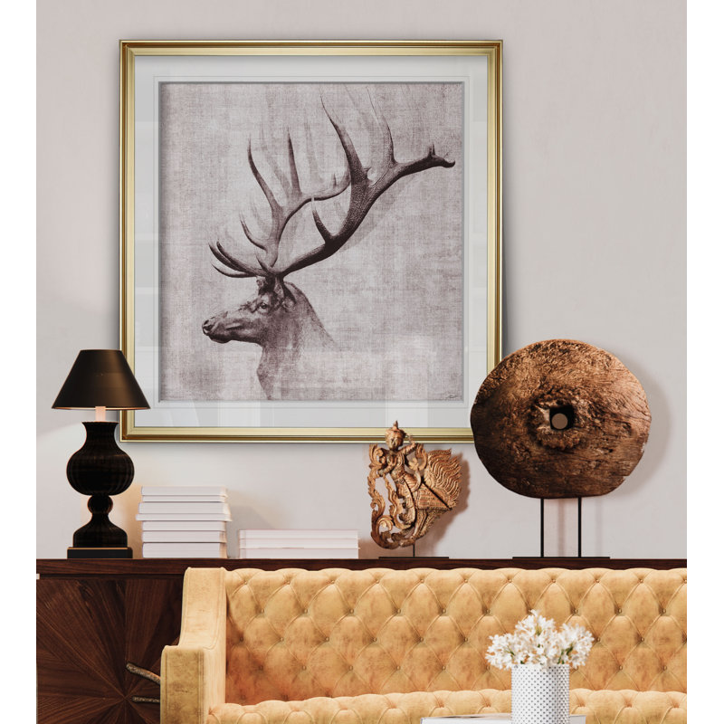 " Open Range II ", 17.5" H x 17.5" W x 1.5" D, Gold Framed