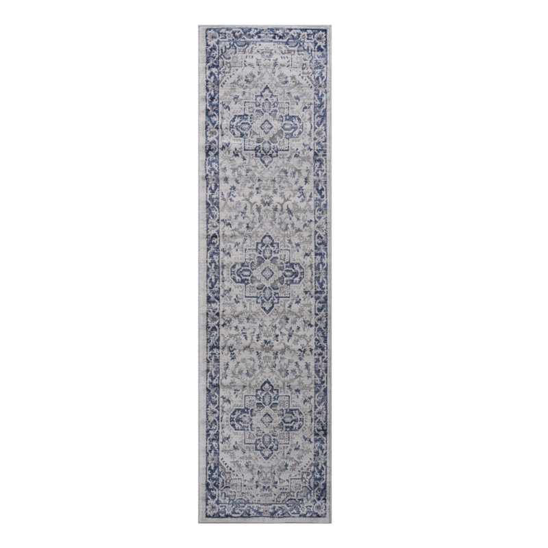 Tapis bleu / gris / oriental MARX Collection 2X8, Tapis de couloir 2 pi x 8 pi