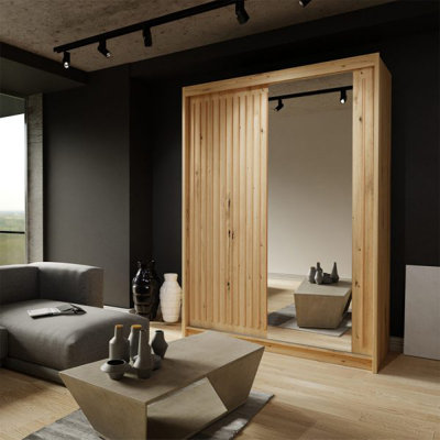 Moscow Sliding Wardrobe with Mirror Modern Bedroom Wardrobe 4 Colours 3 Sizes