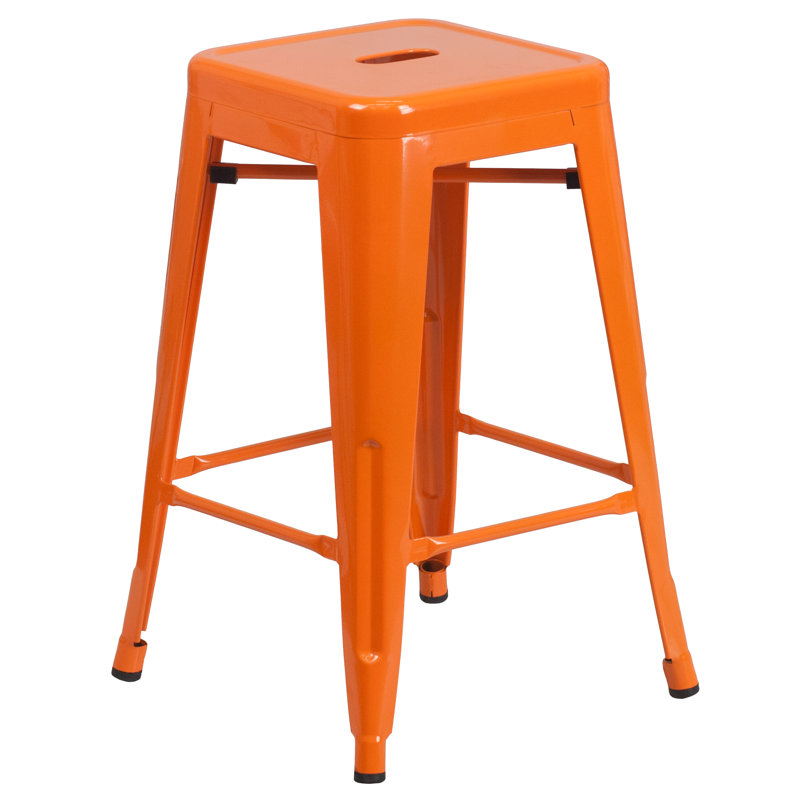 Tabouret Nieva, Rouge-orange, Tabouret de bar (siège d’une hauteur de 30 po), 1