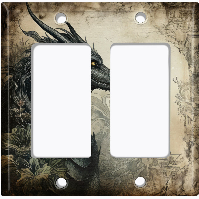 Couvercle de plaque d'interrupteur en métal; Dragon américain gothique standard à 1 bande de taille standard US