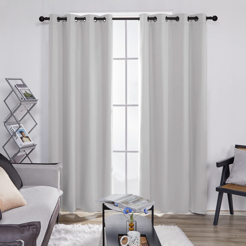 Room Darkening Thermal Insulated Curtains Drapes (Set of 2), 52" W x 84" L, Light Gray