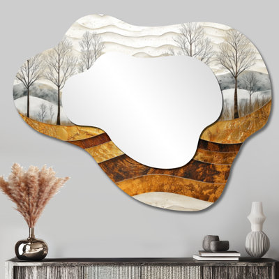 Cheval en bois Sunrise Of The Horizon Rider I - miroir décoratif asymétrique à motif animal de cheval, miroir mural moderne irrégulier, imprimé sur métal