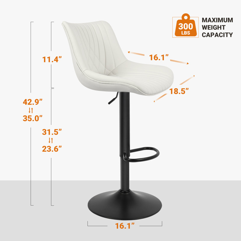 Tabourets de bar pivotants, Blanc/Noir