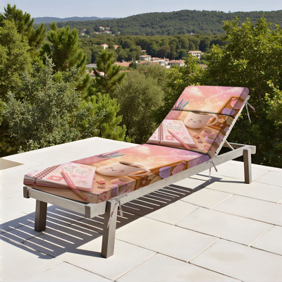  Coussin de patio d'extérieur pour l'extérieur 3 po Coussin de bureau pastel Mignon et souriant Tasse de papeterie Dreamy Sky Coussin de chaise de salle à manger résistant à l'eau