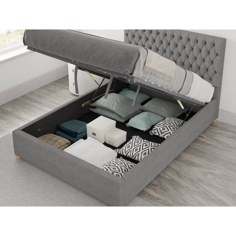 Central City Upholstered Ottoman Storage Bed, Kingsize (5'), Grey