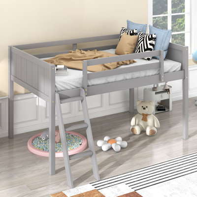 Lit mezzanine bas en bois avec échelle, l'échelle peut être placée à gauche ou à droite