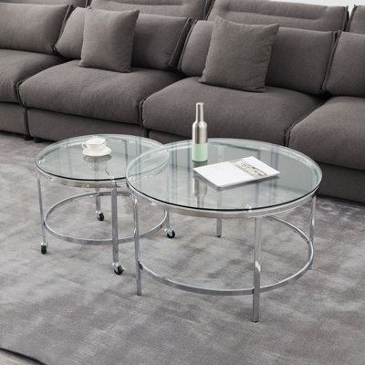 Antich Glass Tray Top Nesting Tables