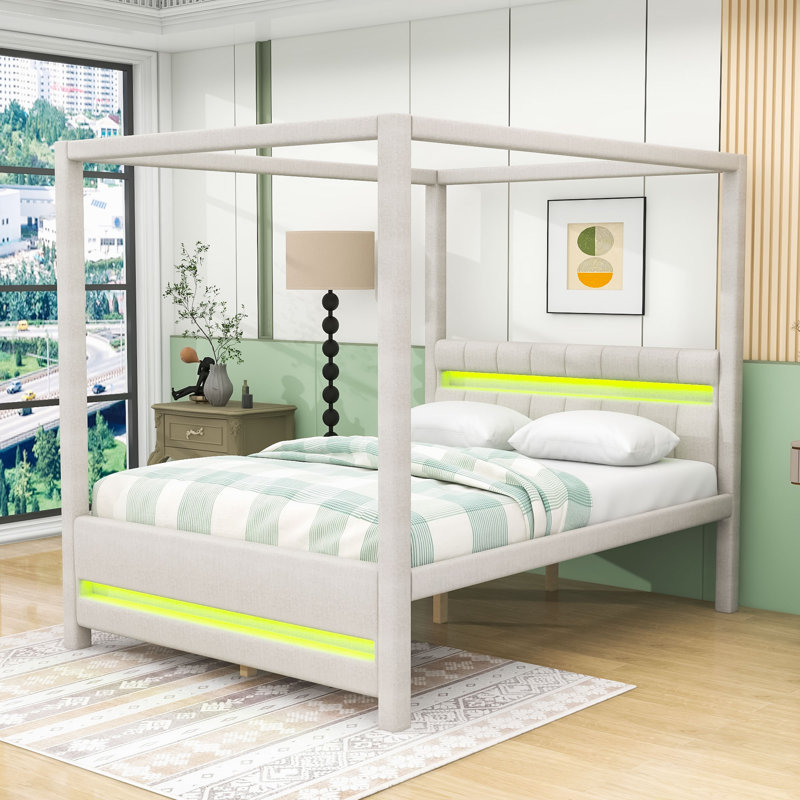 Canopy Platform Bed with LED Lights