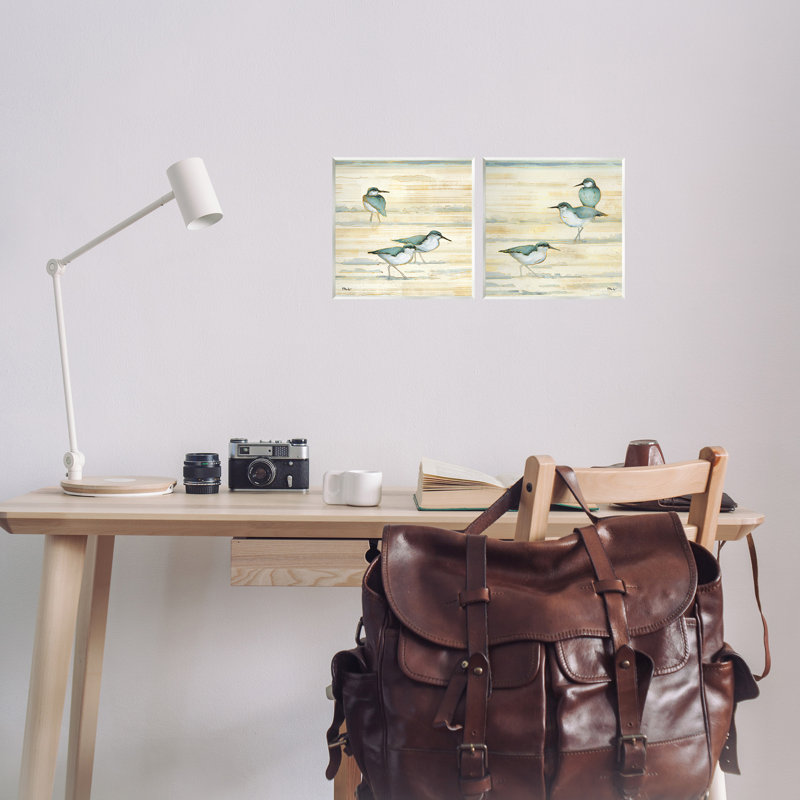 «Sandpipers Abstract Water Shoreline», ensemble de 2 plaques murales par Paul Brent