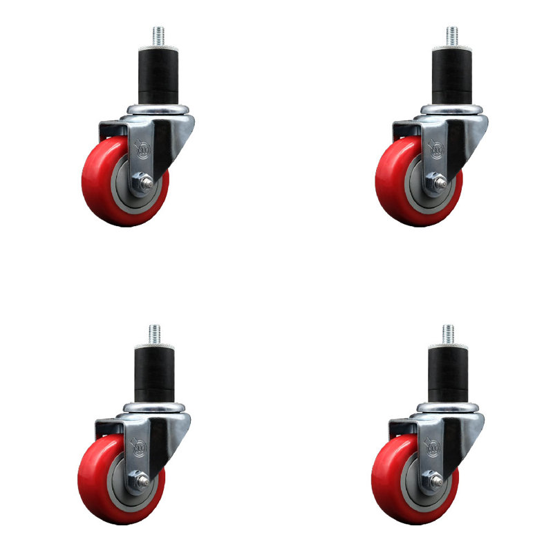 Ensemble de roulettes extensibles en polyuréthane pivotant à roues pivotantes de 3 pouces de 1 3/4 po SCC