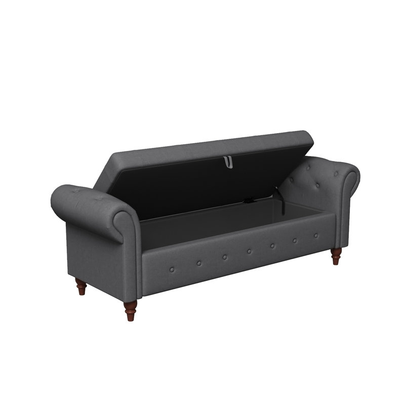 Banc de lit en tissu gris foncé