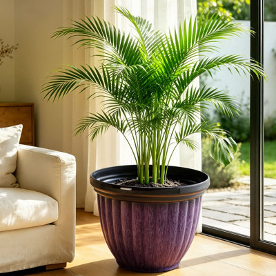15" Large Handcrafted Round Pot Planters with Drainage Holes for Indoor Outdoor Use (Set of 2)