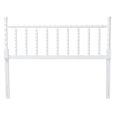 Baxton Studio Ted Bamboo Motif Headboard - Crafted Wood Panel with Decorative Turned Spindle Design for Boho Costal Bedroom, Queen, White