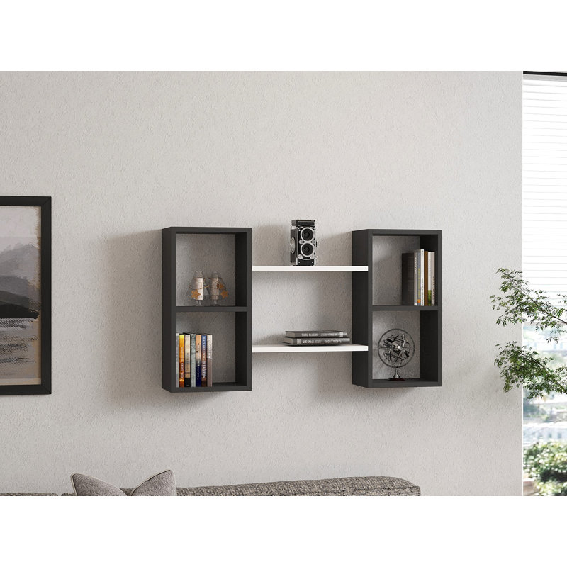 Tablette décorative 6 pièces Eligah, Blanc / anthracite