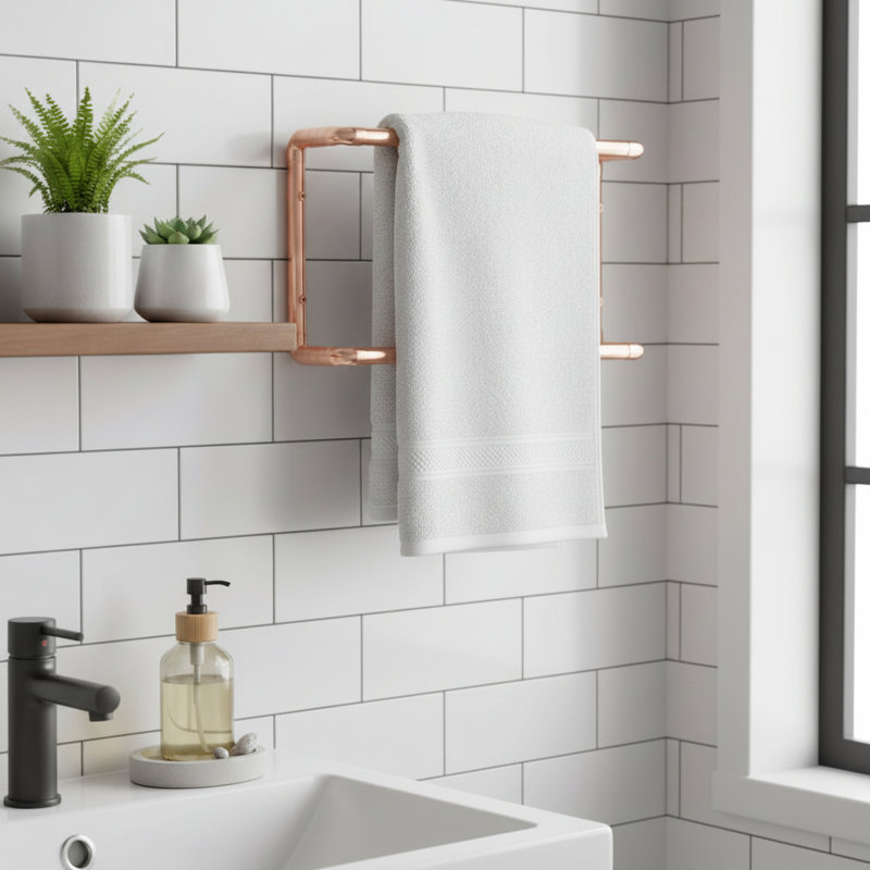 QuirkHub Degree Wall Mounted Towel Rail, 19cm H x 30cm W x 10cm D