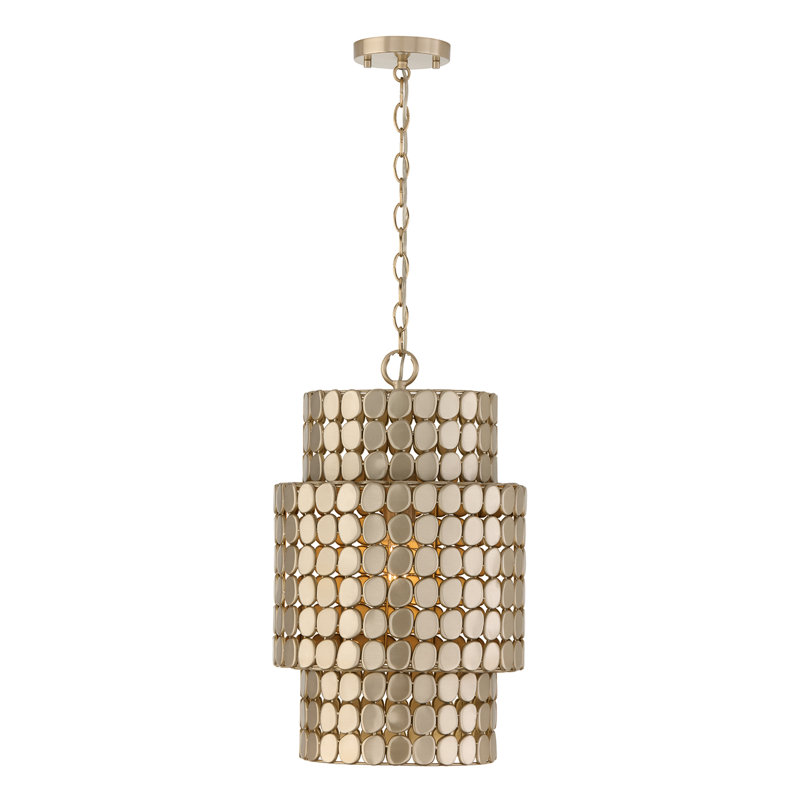 13" W x 21" H 1-Light Medallion Cylindrical Pendant, Champagne Brass