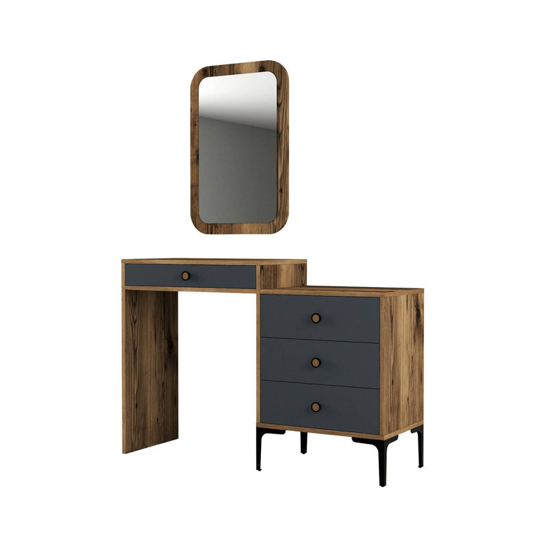 Chelcie Writing Desk, Walnut/Anthracite