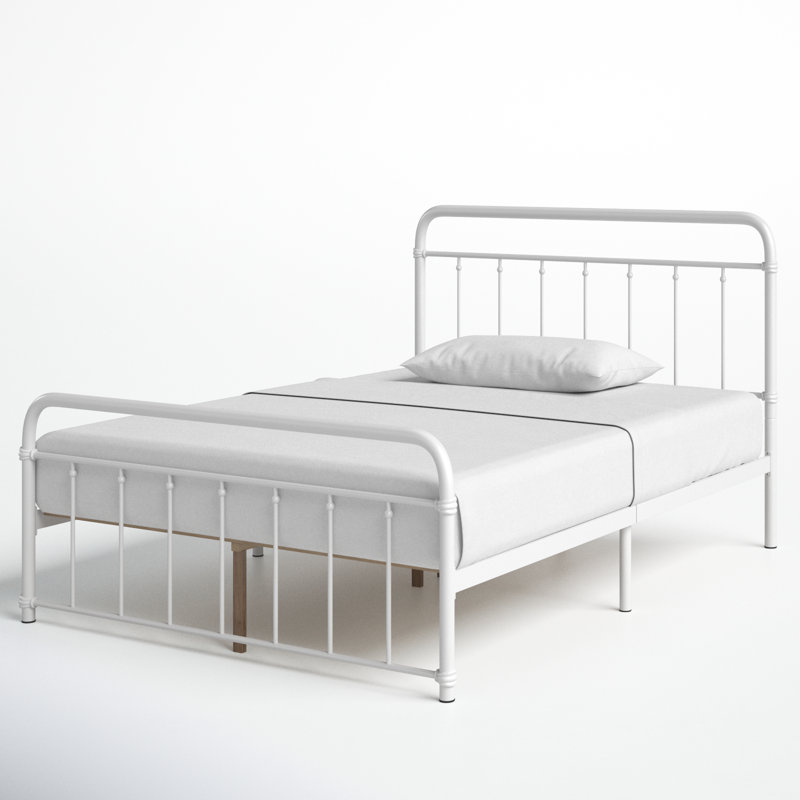 Aldiana Metal Slat Bed, White, Twin