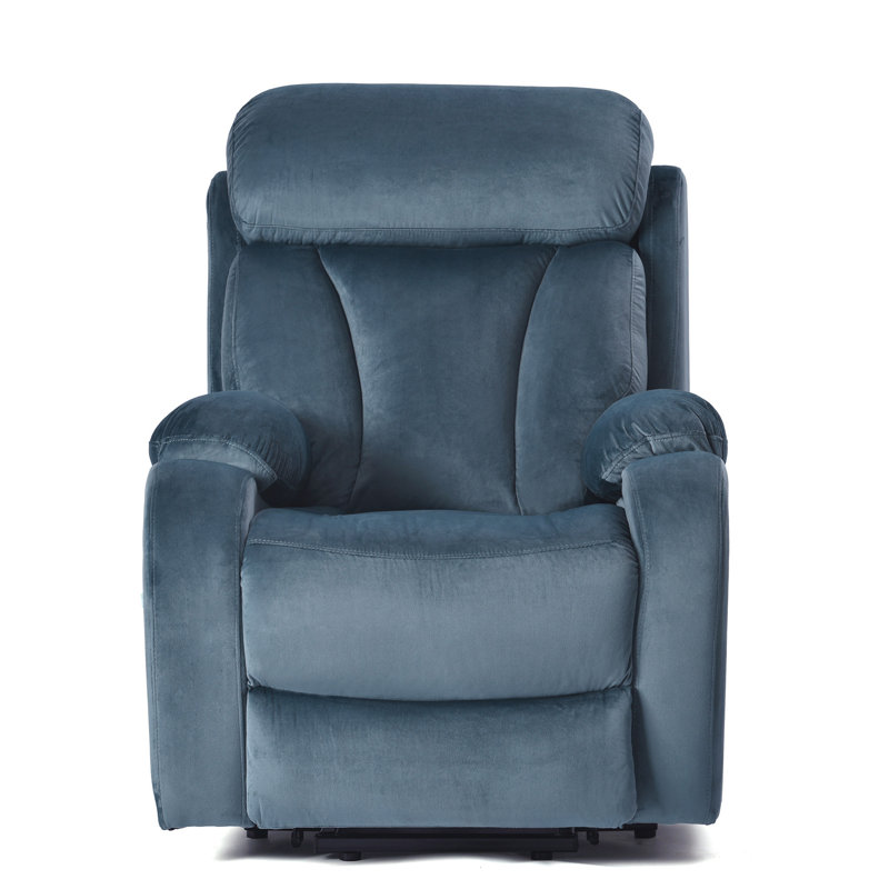 Fauteuil inclinable électrique avec télécommande, Velours bleu marine, Motorisé - Télécommande