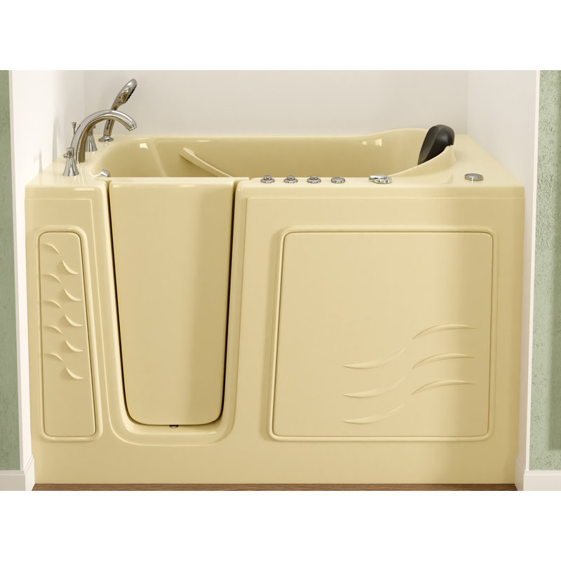 Therapeutic Tubs 30 in. x 60 in. Left Drain Quick Fill Walk-In Whirlpool and Air Tub with Powered Fast Drain in Biscuit, Left