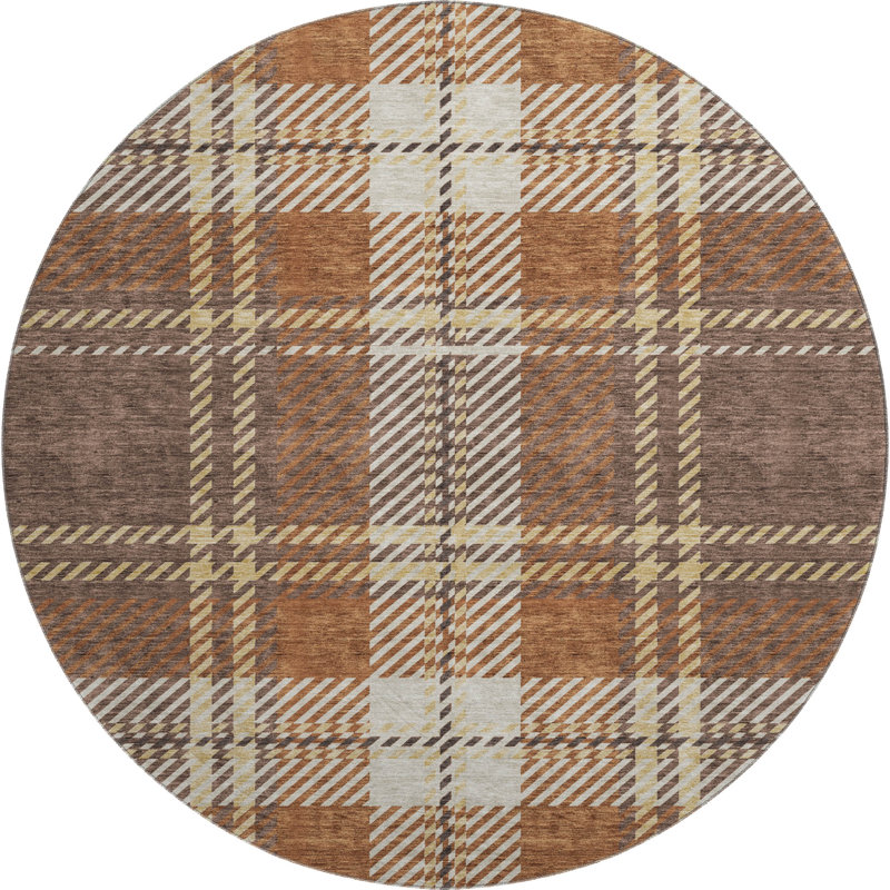 Premium Machine Washable Prisco Chocolate Rug, Round 8'