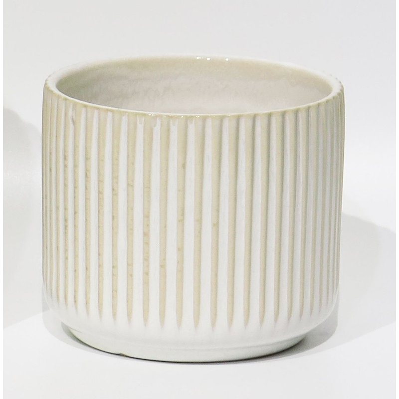 Anah Ceramic Pot Planter, Beige, 4.1" H x 4.7" W x 4.7" D