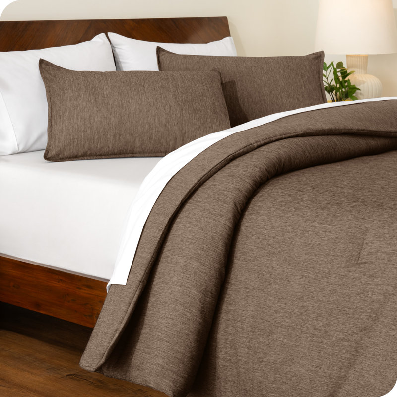 Bare Home Heathered Comforter Set - Ultra-Soft - Goose Down Alternative - All Season Warmth, Heather Taupe