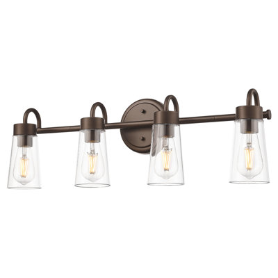 Farmhouse Vanity Light, Clear Cone Glass With Oil-Rubbed Bronze Finish