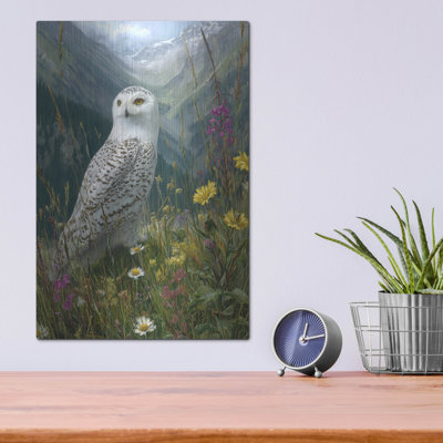  «Spring Owl 2» par Ann Klee, art mural en métal, 12 po x 16 po