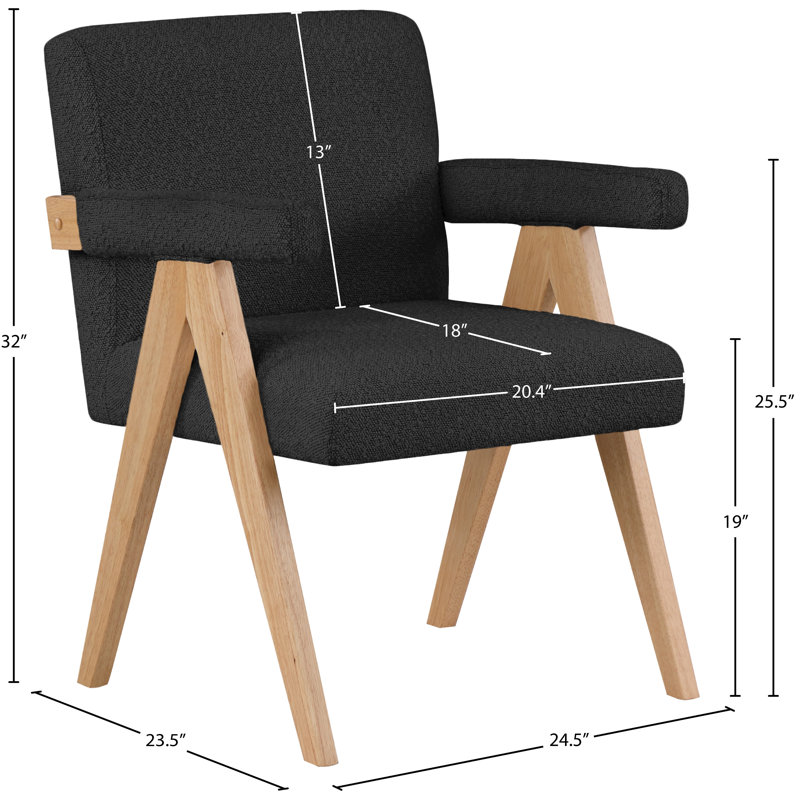 Lilabeth 24.5" W Boucle Fabric Accent Chair, Black Boucle Fabric