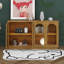 Grande armoire de rangement à 4 portes avec portes en verre, armoire arquée avec tablettes réglables, armoire buffet-243742734