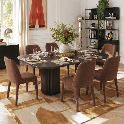 19.5" Seat Height Upholstered Fabric Dining Chair (Set Of 6)
