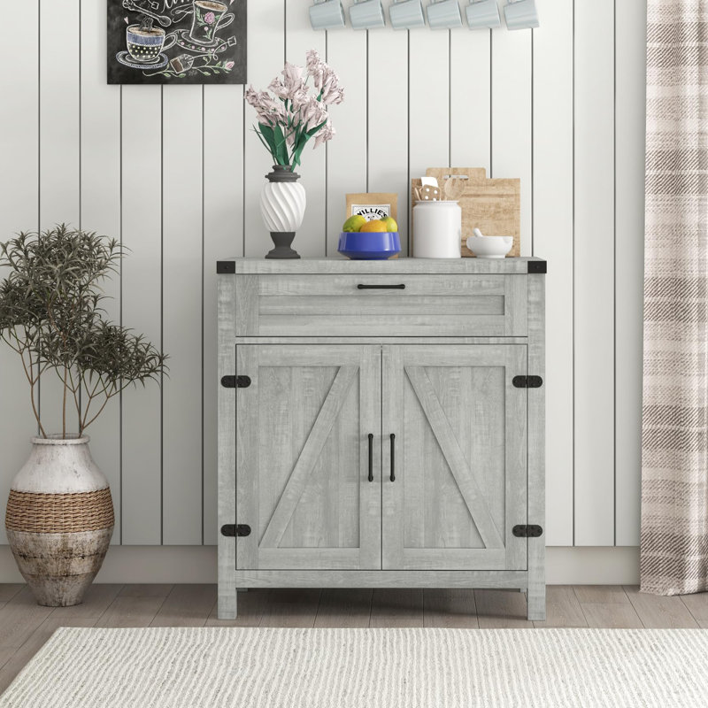 Buffet avec tiroir et rangement, Gris Pierre