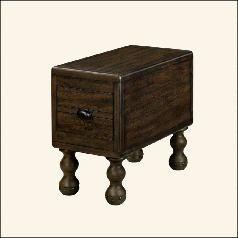 Table de bout en bois massif avec tiroir, rétro et fonctionnelle pour toute pièce, Espresso