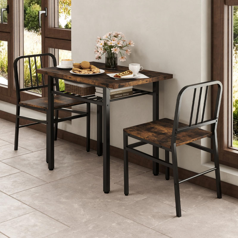 2 - Person Dining Set, Brown, Black