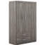 Garde-robe 3 portes avec 2 tiroirs, grain de bois gris, garde-robe d'organisation de chambre à coucher, calme-1013786680