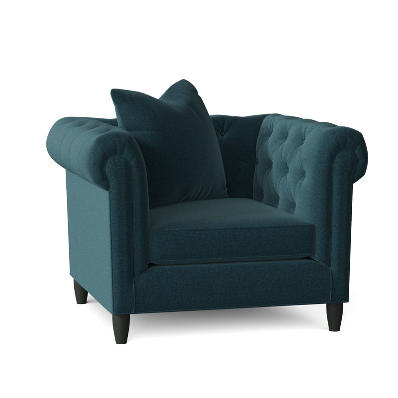Caspar Upholstered Chesterfield Chair, Vibe Tranquil Chenille