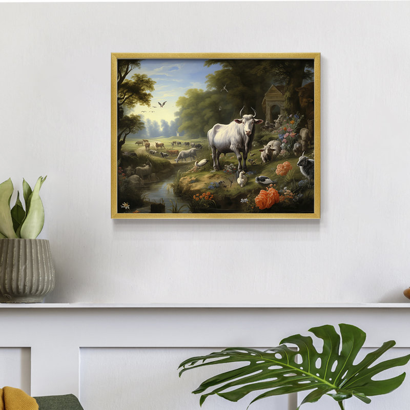 Faune - XXVII - Reproduction encadrée - Restickable, H 8 po x l 10 po, Or