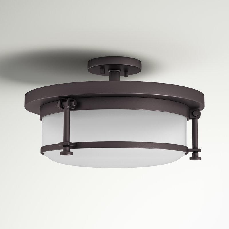 Glass Semi Flush Mount, Western Bronze