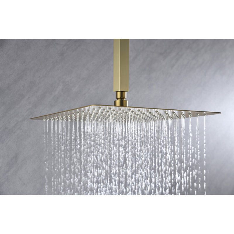 Rain Shower Head High Pressure Rainfall Showerhead Water Saving, Brushed Gold