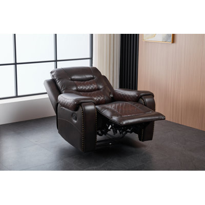 Power Leather Motion Recliner Chair Set – Navyblue Leather Reclining Living Room Furniture, Modern Power Recliner Sets For Living Room/RV/Apartment by Winston Porter