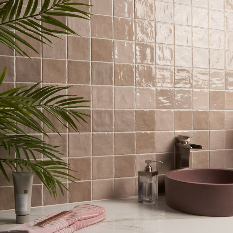 Karma 4" x 4" Glazed Ceramic Wall Tile (6.45 Sq. Ft. / Case), Brown