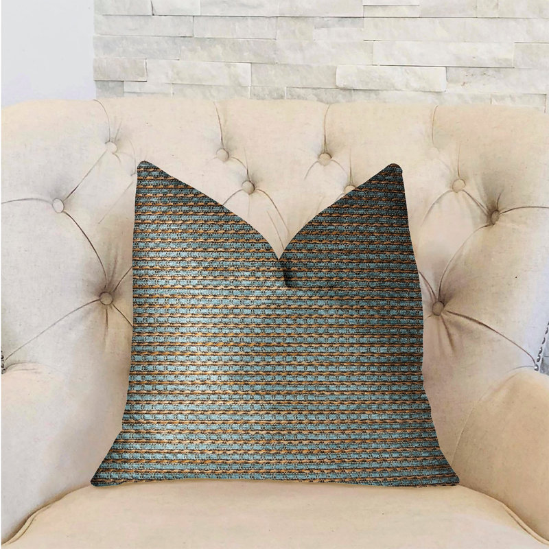 Coussin de luxe Jade Jesper, 22 po x 22 po, Vert / beige, Coussin de sol