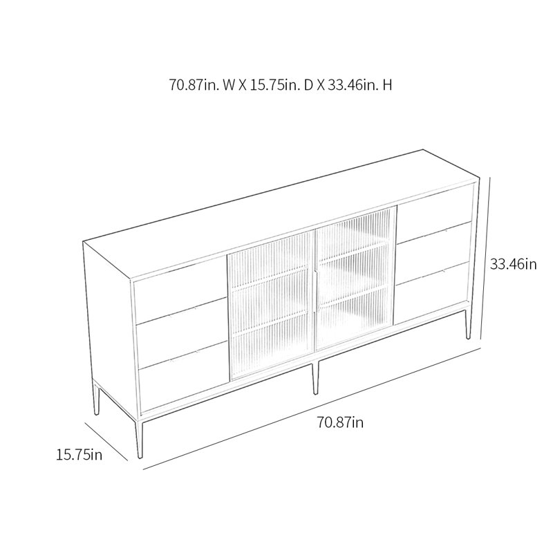 Modern Sideboard Cabinet With 2 Doors, 6 Drawers, White