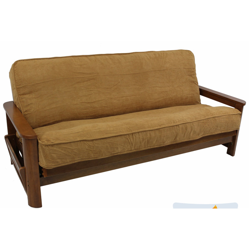 Housse pour futon à coussins carrés/rectangulaires, Microsuède chameau, H 60 po x l 80 po x P 10 po